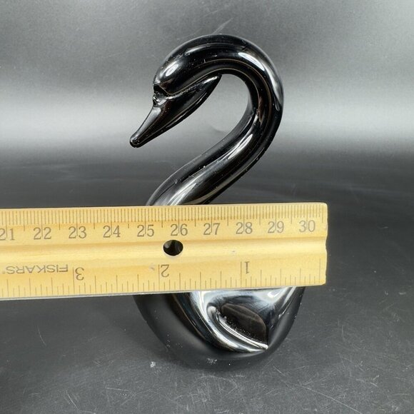 1980s Vintage Black Glass Swan Duck Bird Figurine Art Glass Figurine Decorative - Picture 4 of 10